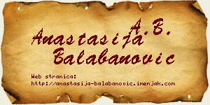 Anastasija Balabanović vizit kartica